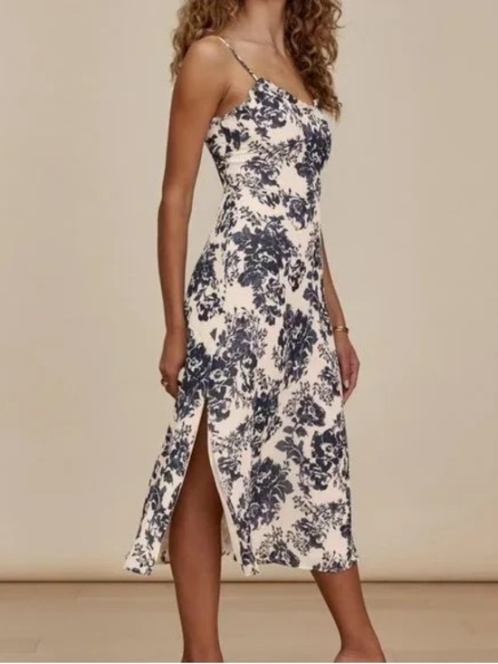 Reformation Dresses & Skirts - Reformation Cassandra Midi Dress Toile Print Navy White Size 10